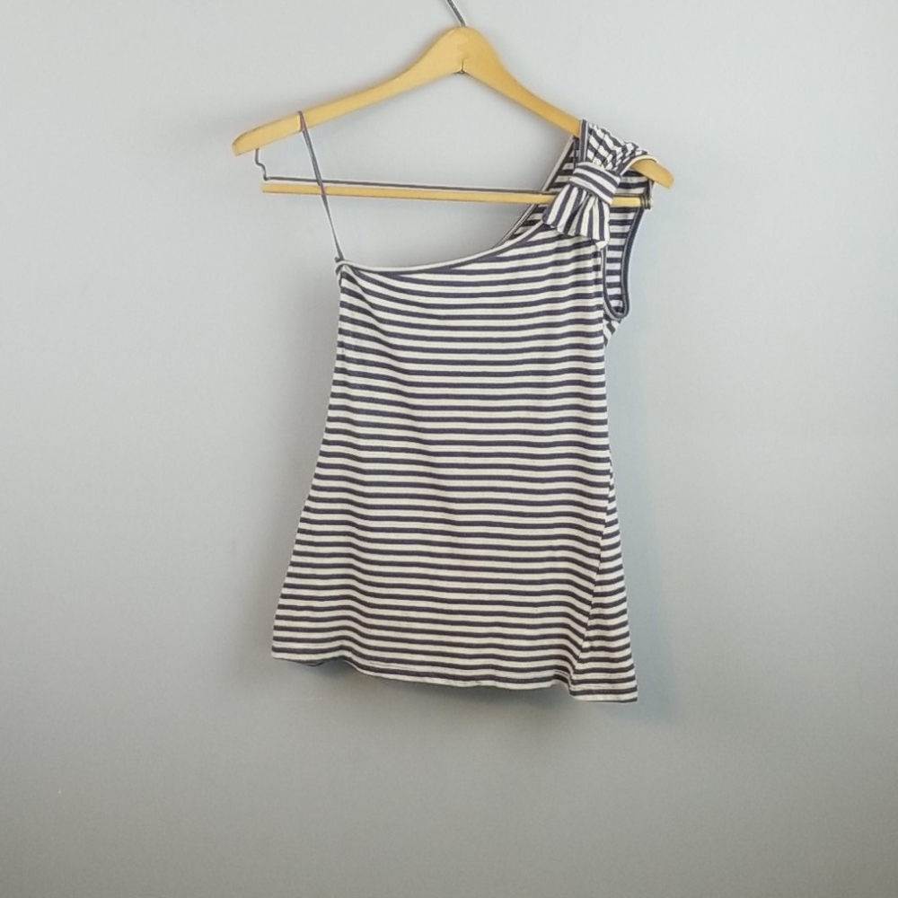 One cap sleeve top grey and blue